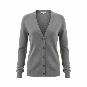 GAP Gray Cardigan with Tan Elbow Patches